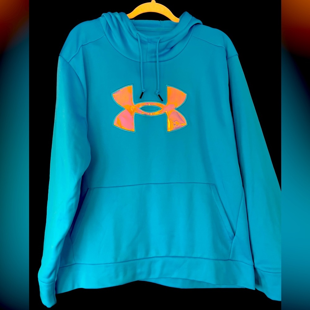 Under Armour iridescent logo turquoise women’s hoodie size XXL
